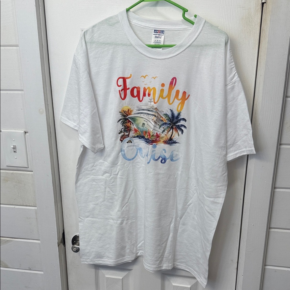 Gildan White Family Cruise T-Shirt with Colorful Graphic HAND made